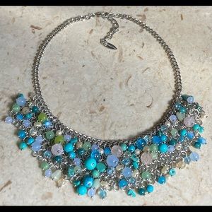 COLDWATER CREEK Turquoise Bead Collage Bib Necklace NWT!